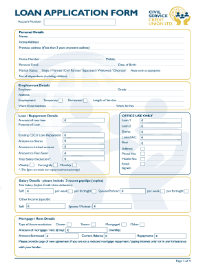Civil Service Credit Union Loan Application Form