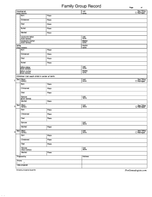 Family Group Record Form