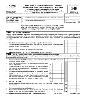 IRS Form 5329 Retirement Plans Tax Form