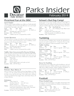Decatur Park District Registration Form
