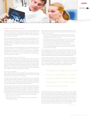 Informed Refusal Form for Dental Treatment