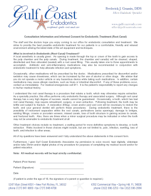 Informed Consent for Endodontic Treatment