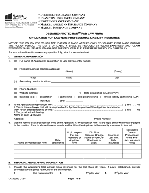 Lawyers Professional Liability Insurance Application