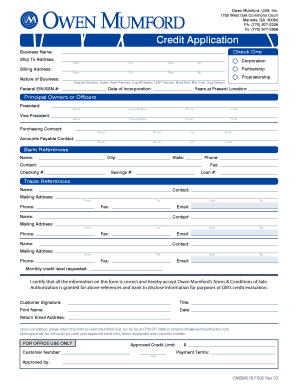 Owen Mumford Credit Application Form
