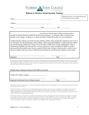 Refusal to Disclose Social Security Number Form