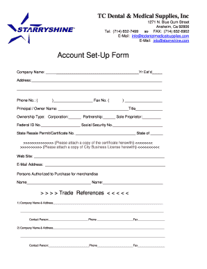 Account Set-Up Form