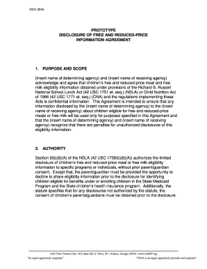 Disclosure of Free and Reduced-Price Information Agreement