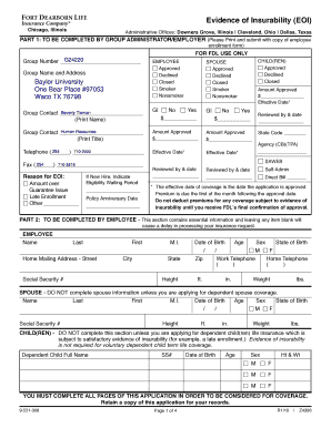 Fort Dearborn Life Evidence of Insurability Form