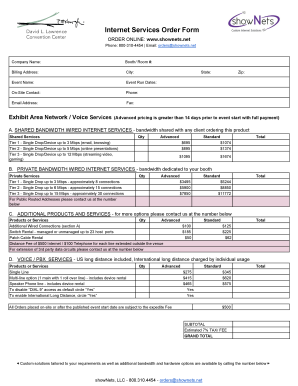 Internet Services Order Form