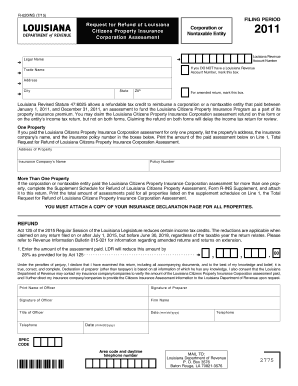 Louisiana Corporation Property Insurance Refund Form