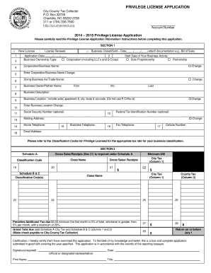 Privilege License Application