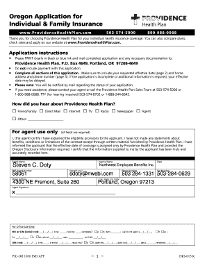 Oregon Individual & Family Health Insurance Application