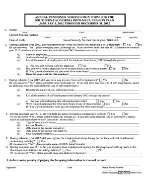 Annual Pensioner Verification Form