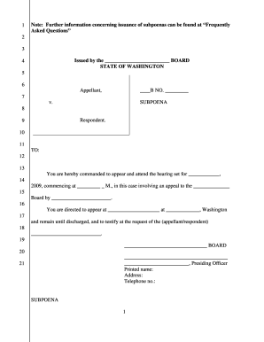 Washington State Subpoena