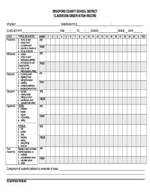 Classroom Observation Record