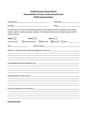 Parent Conference Documentation Form