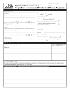 Postgraduate Course Application Form