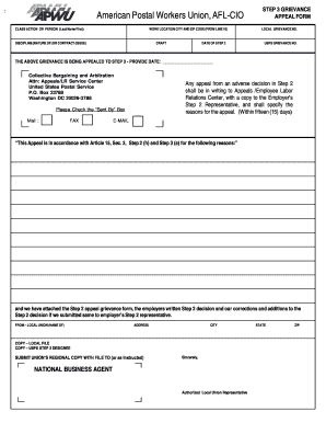 USPS Step 3 Grievance Appeal Form