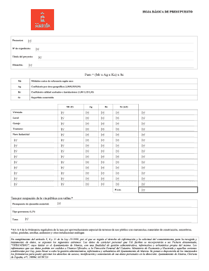 Hoja Básica de Presupuesto