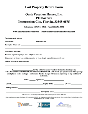 Lost Property Return Form