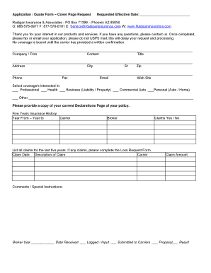Insurance Application Quote Form