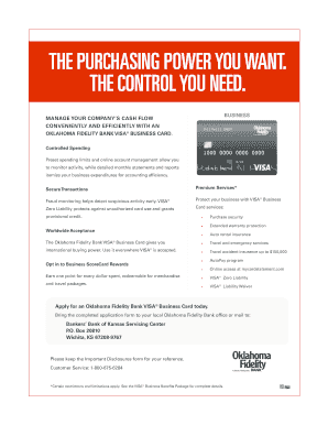 Oklahoma Fidelity Bank Visa Business Card Application