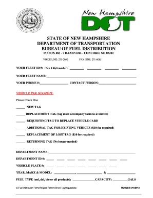 New Hampshire Vehicle Tag Request Form