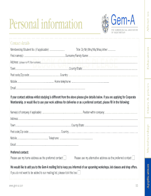 Gem-A Education Application Form