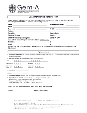 2015 Membership Renewal Form