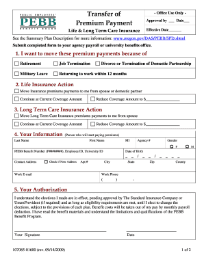 Oregon Life and Long Term Care Insurance Transfer Form