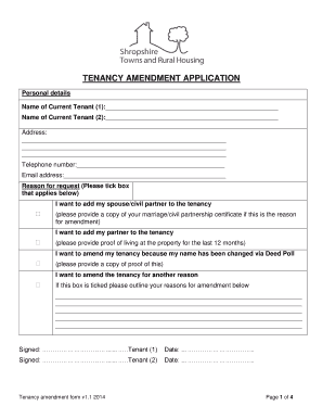 Tenancy Amendment Application