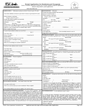 Rental Application for Residents and Occupants