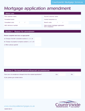 Mortgage Application Amendment Form
