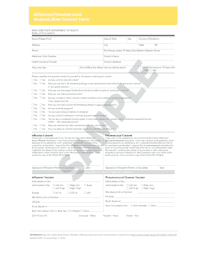 Influenza/Pneumococcal Immunization Consent Form