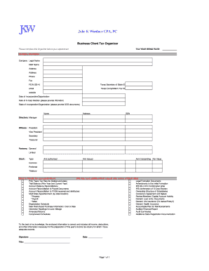 Business Client Tax Organizer