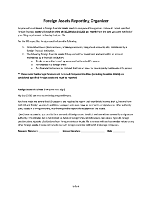 Foreign Assets Reporting Organizer