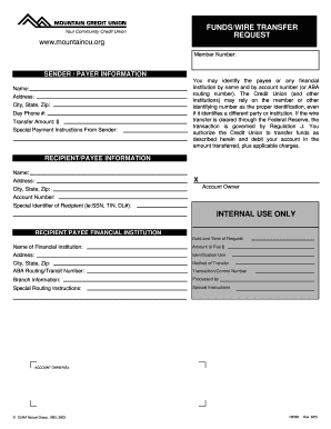Funds Wire Transfer Request Form