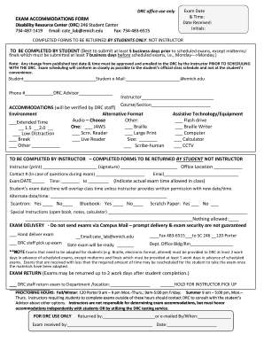 Exam Accommodations Form