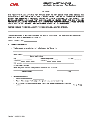 Fiduciary Liability Insurance Application