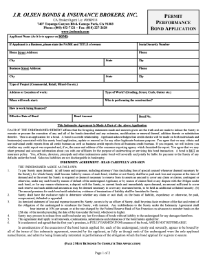 California Performance Bond Application