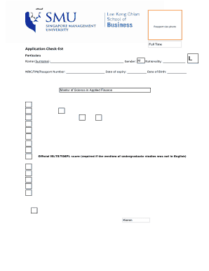 Application Checklist for Academic Programs