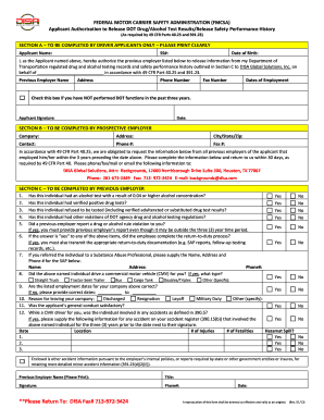 FMCSA Drug/Alcohol Test Results Release Form