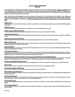 Ada City Schools Enrollment Packet
