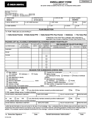 Delta Dental of Massachusetts Enrollment Form