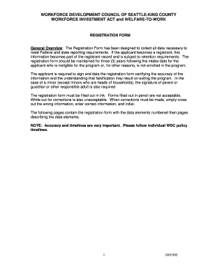 Workforce Investment Act Registration Form