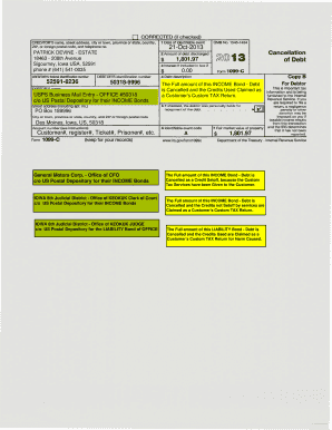 Form 1099-C Cancellation of Debt