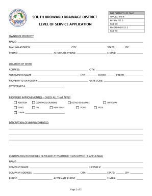 South Broward Drainage District Level of Service Application