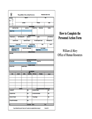Personnel Action Form
