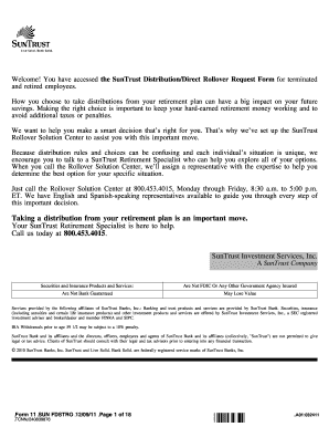 SunTrust 401(k) Distribution/Direct Rollover Request Form