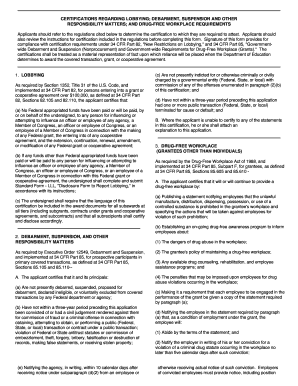 US Department of Education Lobbying and Drug-Free Workplace Certification